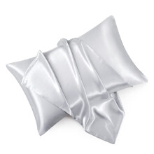 HommxJF King Size Satin Pillowcase Set of 2 with Envelope Closure Light Gray Silk Pillowcase for Hair and Skin (20x36)