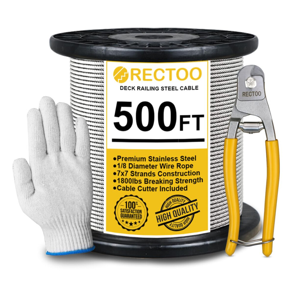 C   ble de garde-corps de terrasse RECTOO 500FT 1/8"""""""" T316 - Construction de fil de garde-corps 7x7