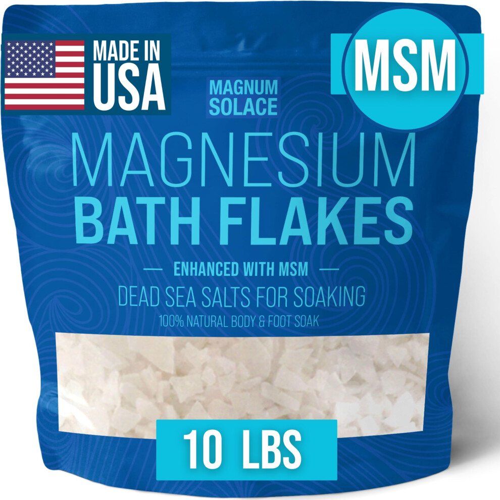 Magnum Solace Magnesium Flakes With Msm Magnesium Chloride Flakes Dead Sea Salts For Soaking 10 Lbs