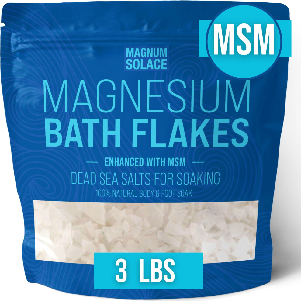 Magnum Solace Magnesium Flakes With Msm Magnesium Chloride Flakes Dead Sea Salts For Soaking 3.0 Lbs
