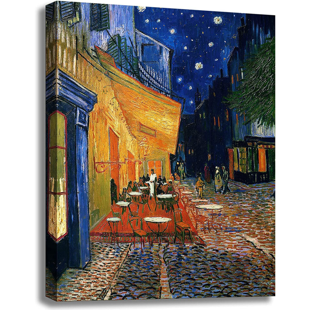Terrasse de café la nuit de Vincent Van Gogh, toile murale classique, affiche pour décoration de chambre à coucher et salle de bain - 30,5 x 38,1