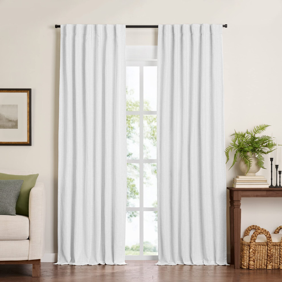 Elrene Home Fashions Harrow Solid Texture Blackout Single Window Curtain Panel  52""""x95""""  White-image-OPC-PFNRFJS-NEW