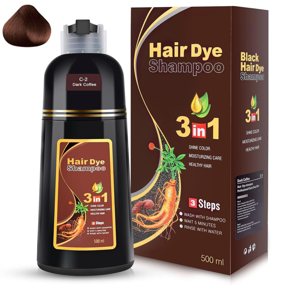 Yourtone Dark/Brown/Gray Meidu Hair Dye Shampoo 3 In 1 For Hair Coverage Instant Hair Color Shampoo Natural Plant Herbal Hair Dye Shampoo For Women Men (500Ml