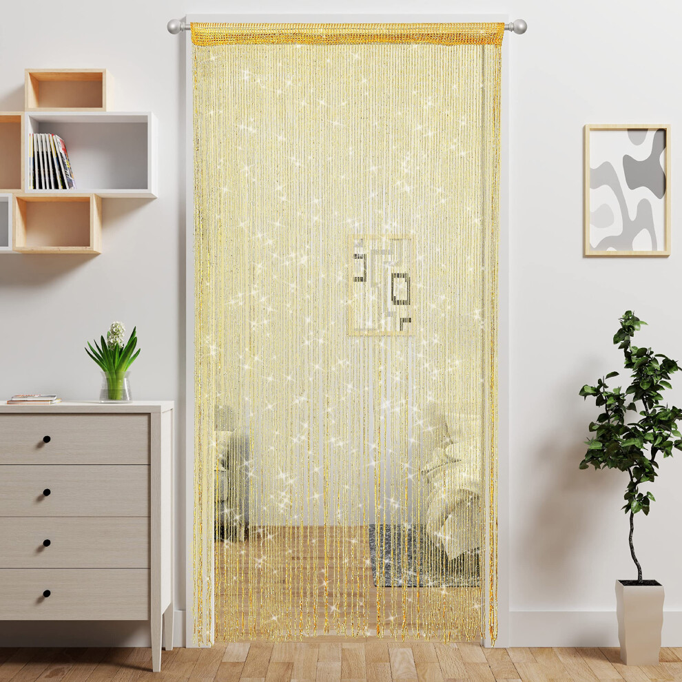 2 Pcs Door String Curtain Doorway Beads Curtains Hanging Room Divider Beaded Decor Hippie Glitter Fringe Panel Closet Window Wall Backdrop D-image-OPC-PFNQVX6-NEW