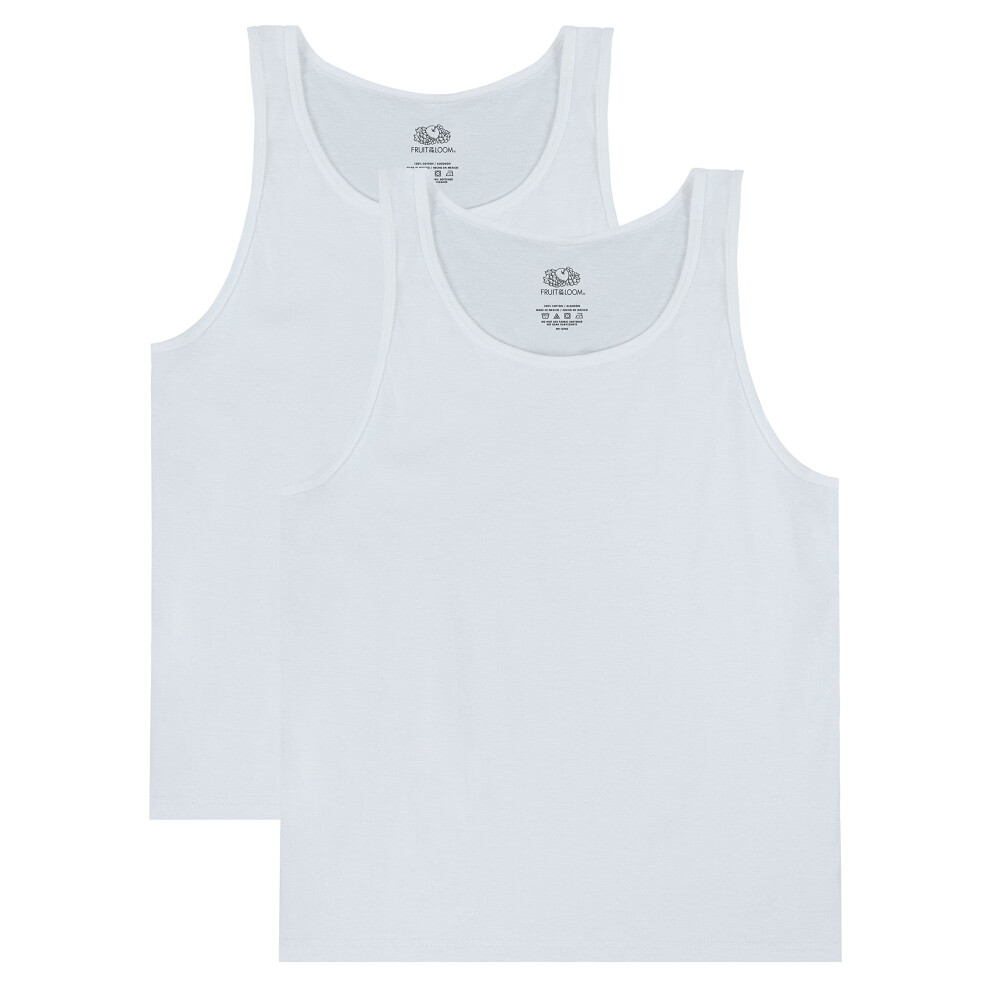 Fruit of the Loom Men's Eversoft Cotton Sleeveless T Shirts  Breathable & Moisture Wicking with Odor Control  Sizes S-4X  Tank-2 Pack-White Ice  Mediu