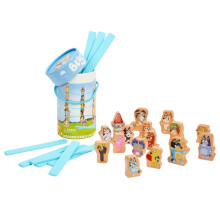 Bluey - Wooden Stacking Game - 25 Build and Balance Pieces with Characters and Sticks in a Storage Tube - FSC Certified for Children 3 Years and Up