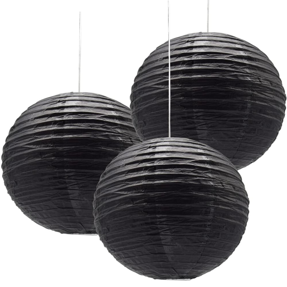 Hocansen - 3 Faroles De Papel Decorativos Redondos Chinos Para Cumplea?Os, Halloween, Bodas, Baby Shower, Decoraci?N Del Hogar, Fiestas (30 Cm/Naranja-image