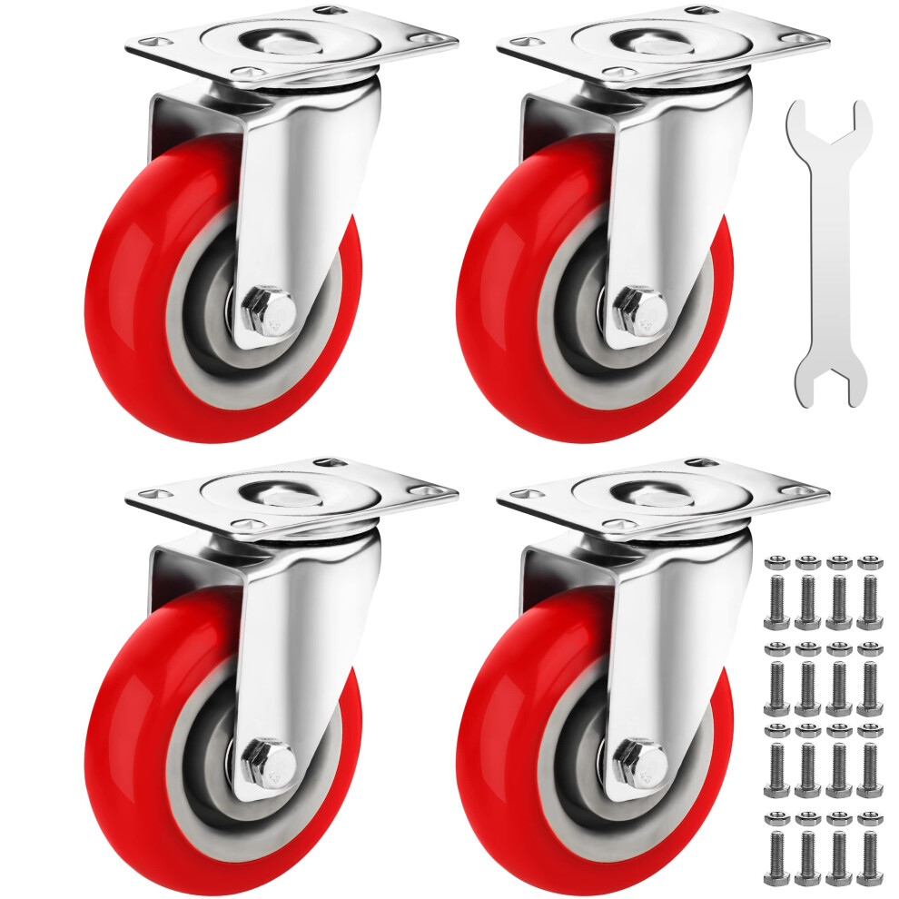 Castrek 4 Inch Heavy Duty Casters Set Of 4 Scratch Resistant & 360 Degree Rotatable Swivel Casters 2200 Lbs Load Capacity - Ideal For Furniture On An 5060607251026