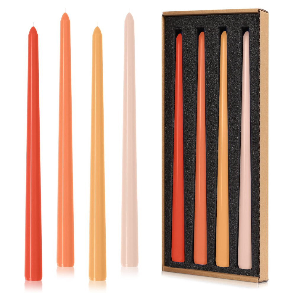Herbstliche Stabkerzen, 30,5 Cm Hoch, Orange-Pfirsichfarbene Ombre-Kerzenst Nder, 4Er-Set | Duftlose Kerzenst Nder Mit 1,9 Cm Durchmesser | Kerze-image