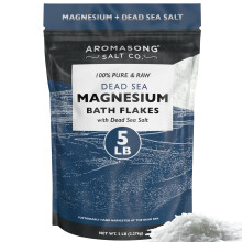 Aromasong RAW Magnesium Flakes + Sali del Mar Morto per Ammollo, Confezione richiudibile da 5 LB - Sali da bagno biologici rilassanti per i musco