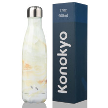 Konokyo ge?oleerde waterflessen 17 oz dubbelwandige roestvrijstalen vacumm metalen fles voor sportreizen marmer-jade
