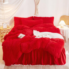 Haihua Red Fluffy Twin Cover Cover Set Faux Fur Flis Red Girls 2 buca?i (1 Plush Twin Dupa Cover +1 Faux Fur Pillowcases) Seturi de pat pufoase T