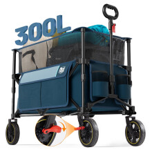 TIMBER RIDGE 300L Extra Large Collapsible Folding Wagon Carts Heavy Duty Outdoor Camping Utility Wagons with Extended Height A