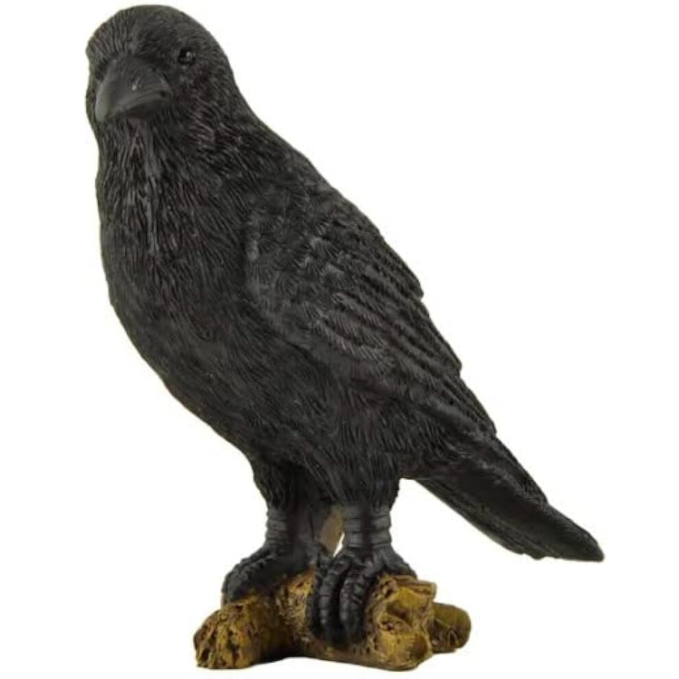 JFSM INC. Corbeau d   coratif 3"""" Corbeau perch    sur une branche Figurine Corbeau noir