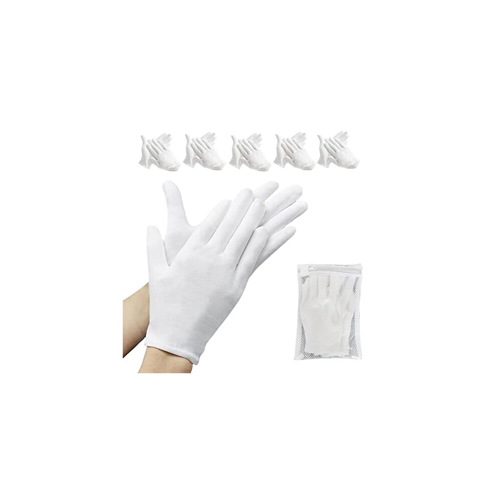 ZFYOUNG 10 Pcs(5pairs) White Cotton Gloves White moisturizing Gloves  Cotton Gloves for Dry Hands Eczema  White Sleep Gloves for Men and Women  Beauty-image-OPC-PFZ6Y2W-NEW
