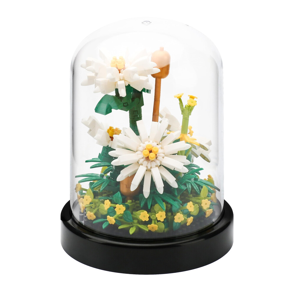 Yajie Blumenstrauss-Bausatz Weisse Ganseblumchen-Bausteine Fur Erwachsene Und Kinder, 490 Teile, Diy-Mini-Bausteine, Einzigartige Botanische Heim-image