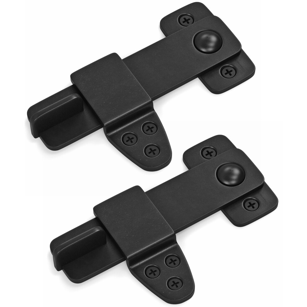 Barn Door Latch - Shed Door Latch - Sliding Barn Door Latches and Catches - Barn Door Lock - Black Wrought Iron Rustic Flip Latch Hardware Kit for Dou-image-OPC-PG2F7FF-NEW