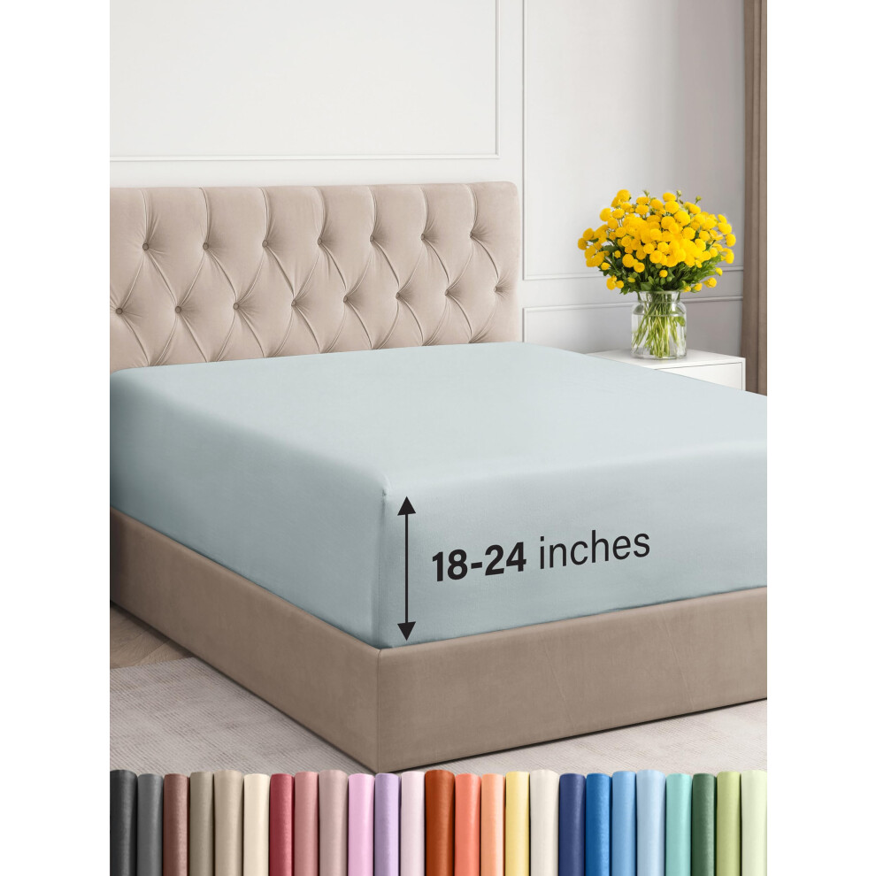 Drap-housse extra profond pour lit king size - Drap-housse simple de luxe pour h   tel uniquement - Convient facilement aux matelas de 45     61 cm -