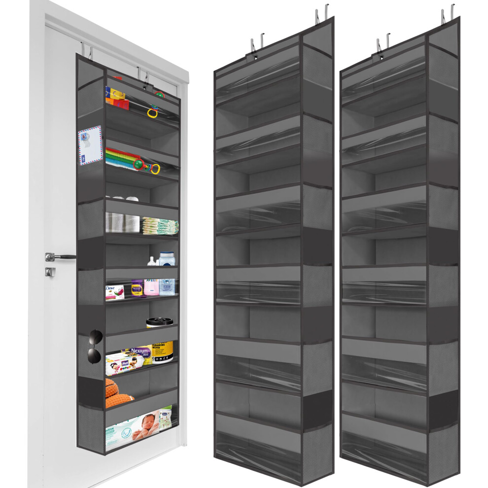 HOMELUX THEORY 2PC Heavy Duty Over the Door Organizer 55x14x6.7 6 Large Front & 12 Mesh Pockets Hanging Storage Closet Door Organizer for Bedroom B