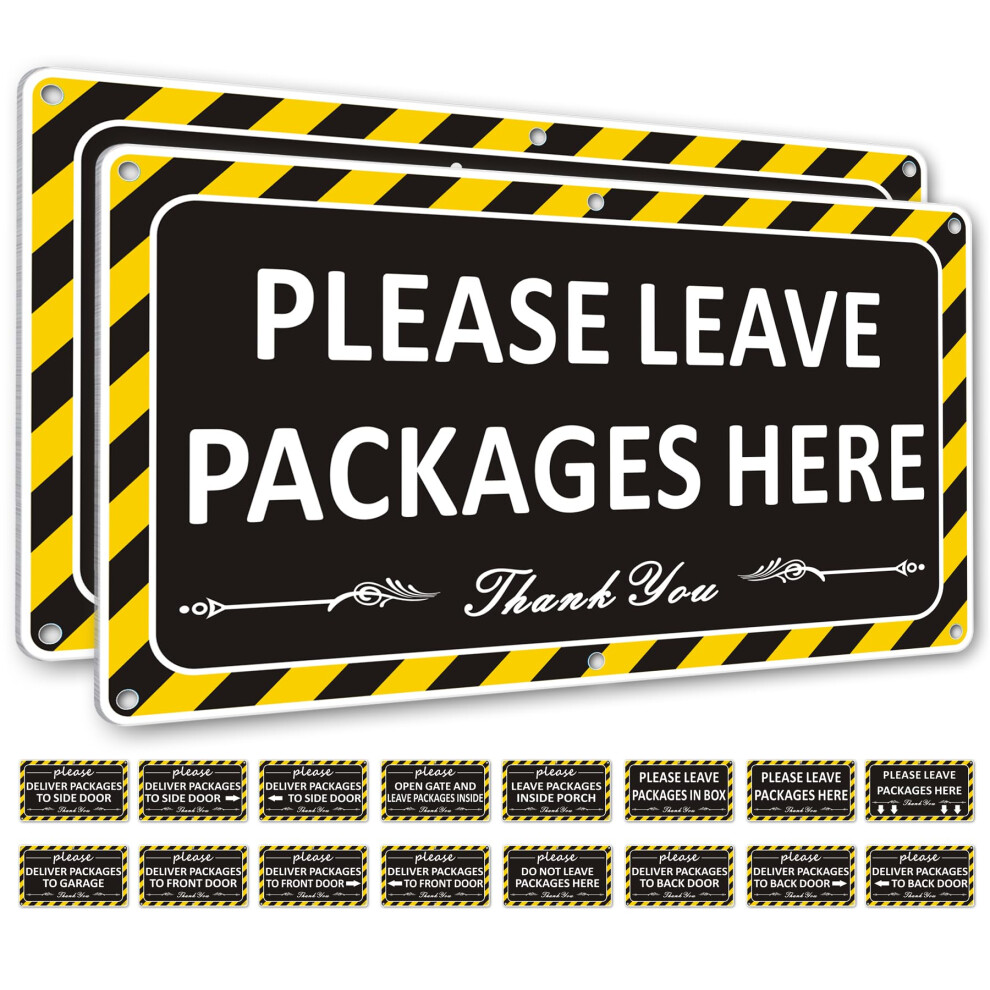 iCowFun 2 Pack Please Leave Packages Here Sign  12 x 67 Metal Delivery Signs for Packages  Heavy Duty Delivery Instruct-image-OPC-PFS96JQ-NEW
