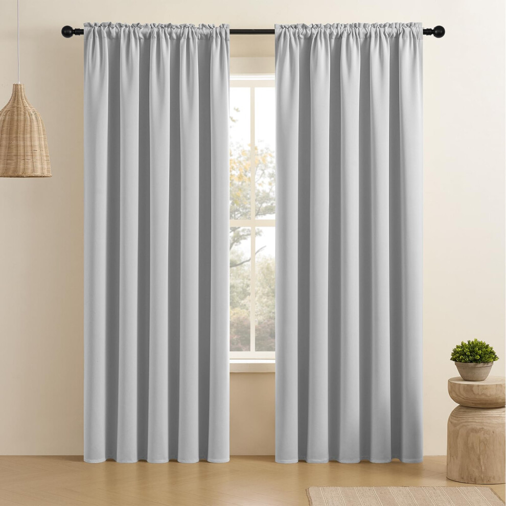 Rideaux occultants CUCRAF gris blanc, longueur 243 cm, lot de 2 panneaux avec passe-tringle, rideaux occultants pour chambre     coucher, salon, is