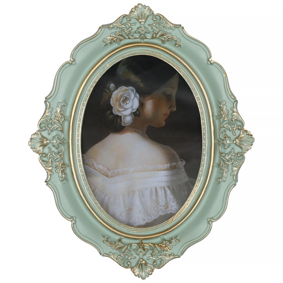 Cadre photo vintage Daimix 5x7, vert, antique, avec fa   ade en verre, d   coration artistique pour table ou mur, rayures dor   es vintage