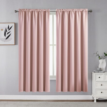CUCRAF Light Pink Blackout Curtains 63 inch Length 2 Panels Set Rod Pocket Room Darkening Drapes for Bedroom Living Room Insul
