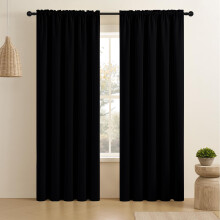 CUCRAF Black Blackout Curtains 96 inch Length 2 Panels Set Rod Pocket Room Darkening Drapes for Bedroom Living Room Insulated