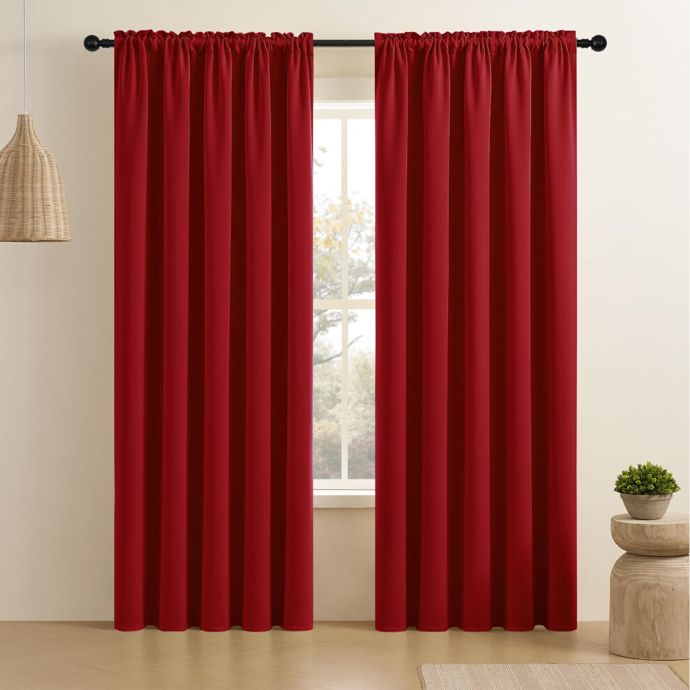 CUCRAF Red Blackout Curtains 96 inch Length 2 Panels Set  Rod Pocket Room Darkening Drapes for Bedroom Living Room  Insulated Th-image-OPC-PFSBPCW-NEW