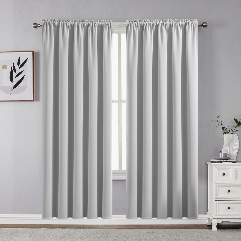 CUCRAF Grayish White Blackout Curtains 72 inch Length 2 Panels Set  Rod Pocket Room Darkening Drapes for Bedroom Living Room  In-image-OPC-PFSBSTH-NEW