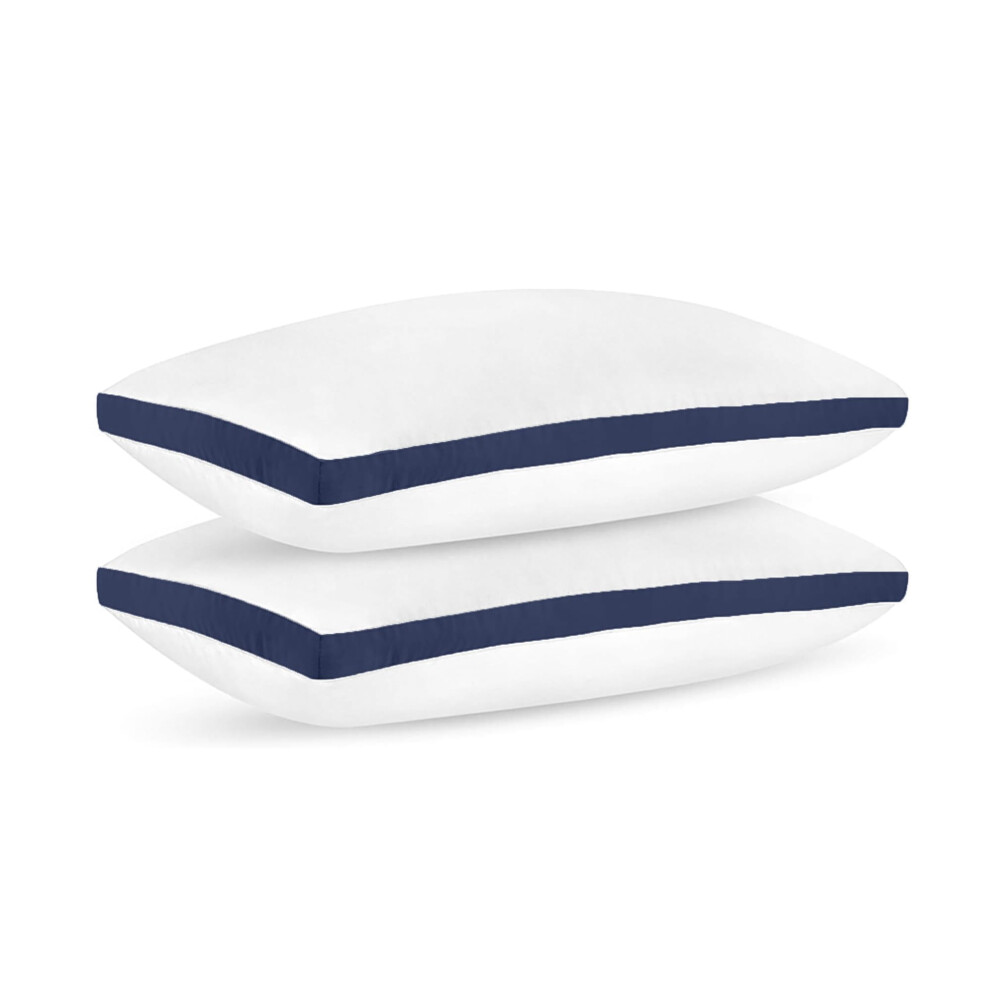 ZUPERIA Bed Pillows Queen Size Set of 2 (Navy Blue) Gusseted Bed Pillows for Sleeping Premium Down Alternative Plush Pillows Hotel Quality Pillows fo