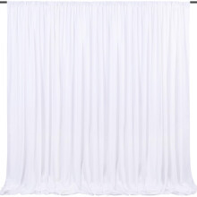 10ft x 8ft White Backdrop Curtains White Drape for Photography Photo Booth Backdrop Wedding Thick Solid Fabric Cloth 2 Panels 5f
