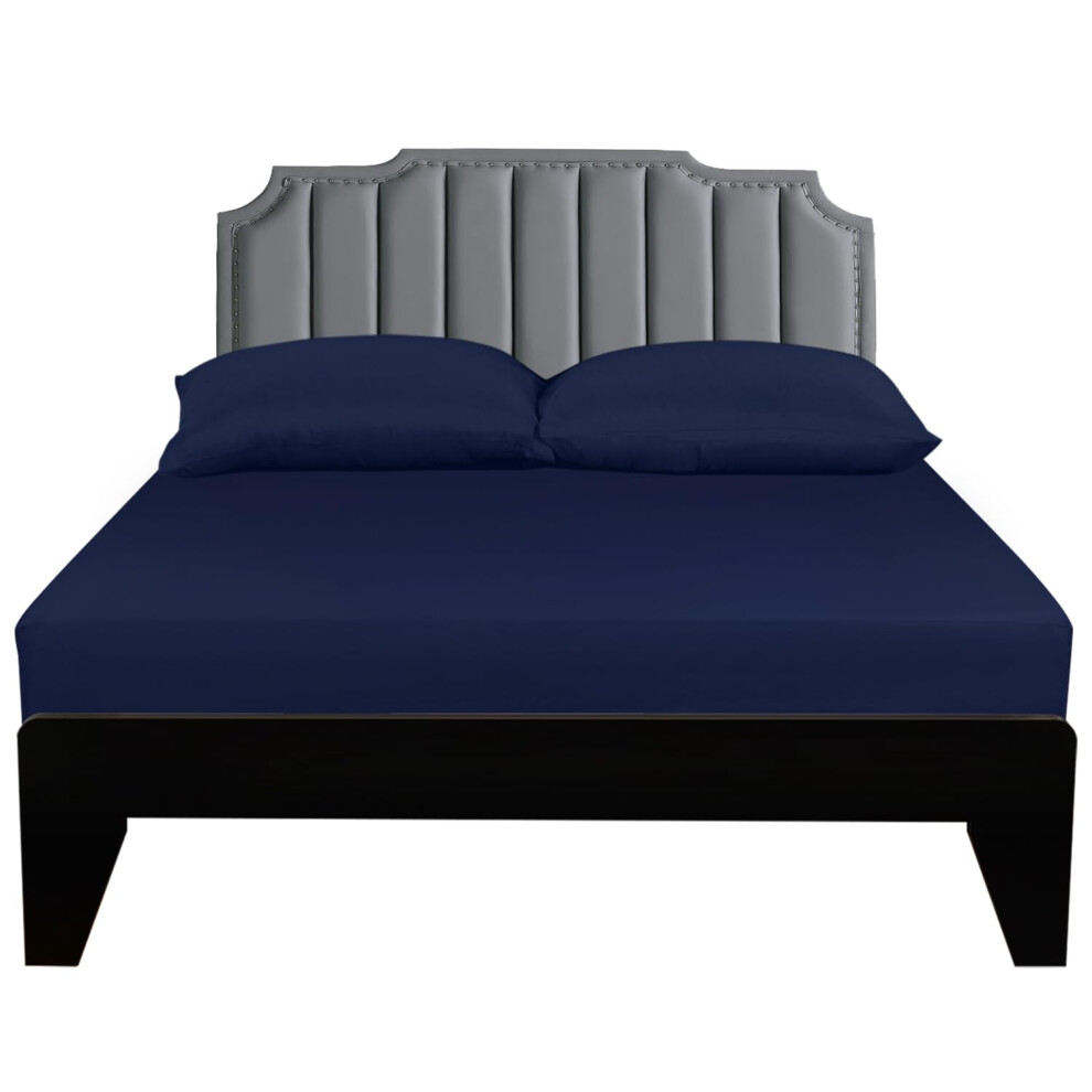 Drap-housse Lirex King Size 100 % coton    gyptien 300 fils/cm   , doux et respirant, 200 x 200 cm, bleu fonc