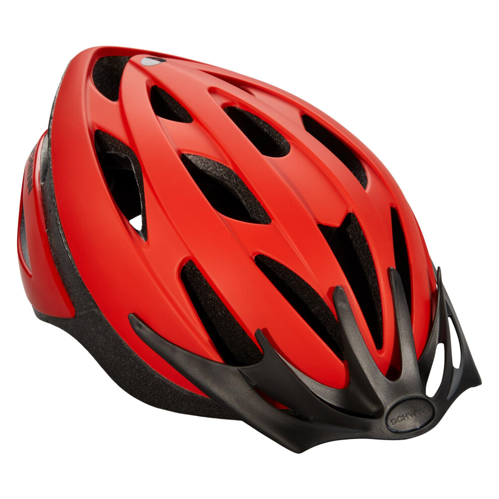 Schwinn Thrasher Bike Helmet for Adult Men Women Age 14+ with Suggested Fit 58-62cm  Lightweight with Adjustable Side and Chin Strap  No Light  Red