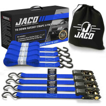 JACO Spanngurte mit Ratsche – 2,5 cm x 4,5 m (4 Stück) | 1.823 Pfund (blau)