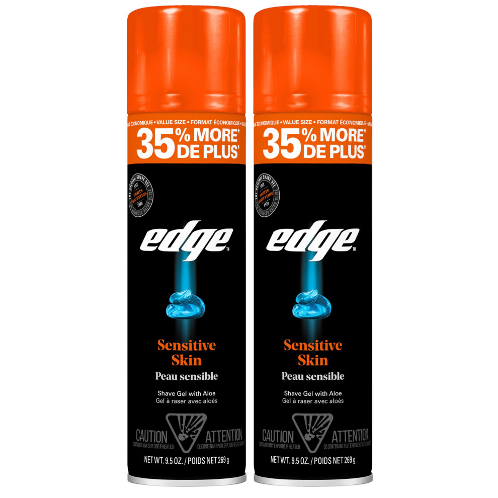 Edge Shaving Gel for Men  9.5oz  2 Pack Mens Shave Gel with Aloe  Mens Shaving Cream  Sensitive Skin Shave Gel - Moisturizes  Protects  and Soothes