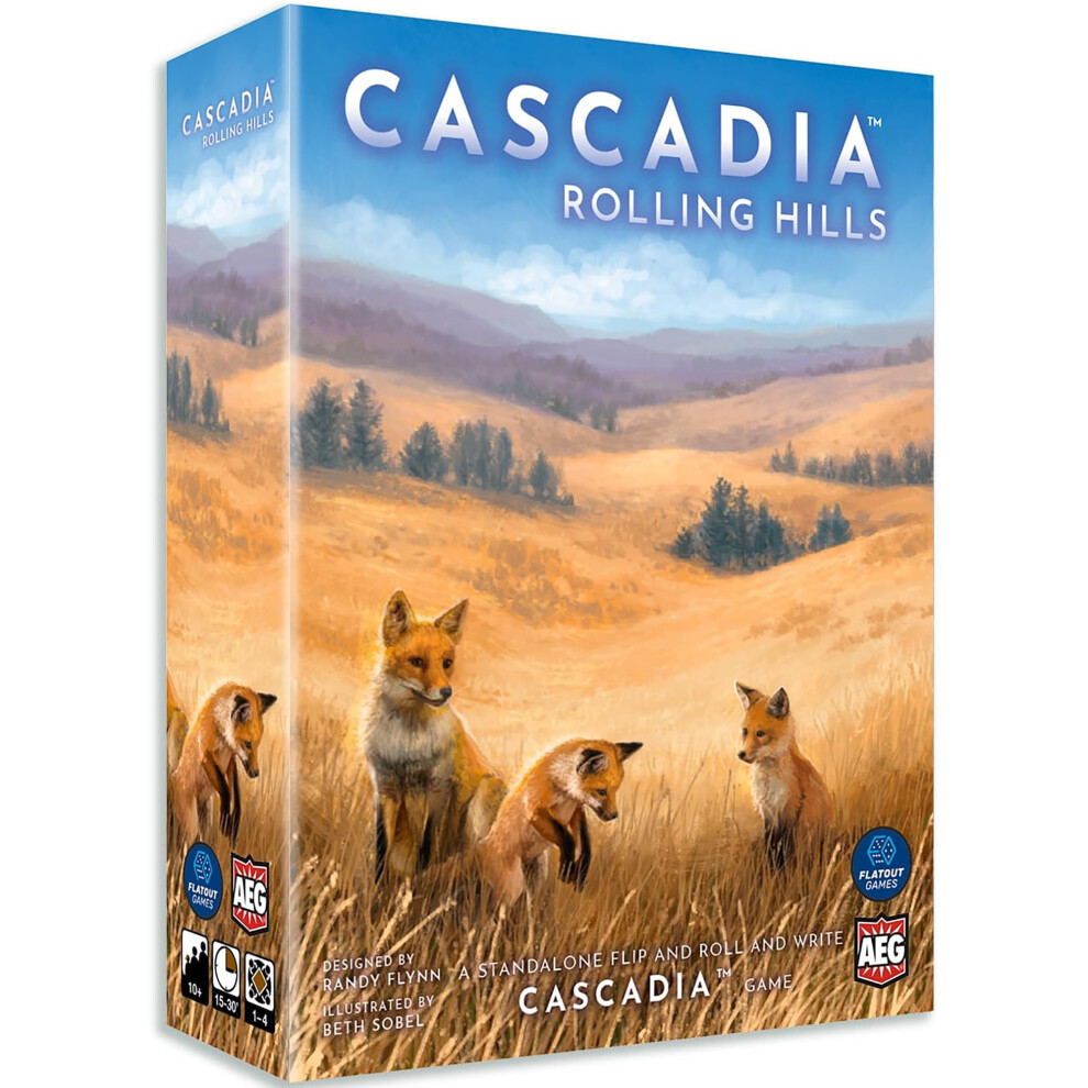 Aeg & Flatout Games | Cascadia: Rolling Hills Roll & Write Puzzly Dice Game | Explore The Pacific Northwest Build Ecosystems | Ages 10+ | 1-4 Players