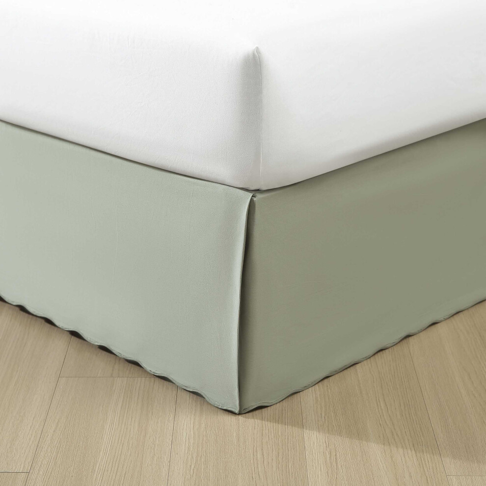 Stone Cottage - Queen Bedskirt Cotton Tailored Bedskirt with Split Corners Simple Stylish Home Decor (Solid Green Queen)