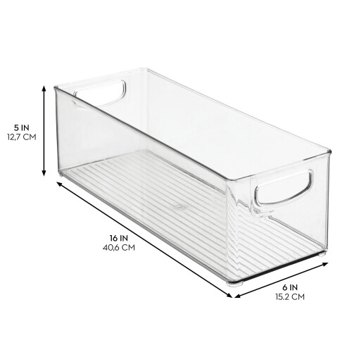 iDesign Recycled Plastic Stackable Storage Bin with Handles  Clear 1
