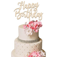 Yuinyo joyeux anniversaire gteau topper bois joyeux anniversaire dcoration gteau adapt la dcoration de fte pour l'anniversaire / anniversaire (bois)