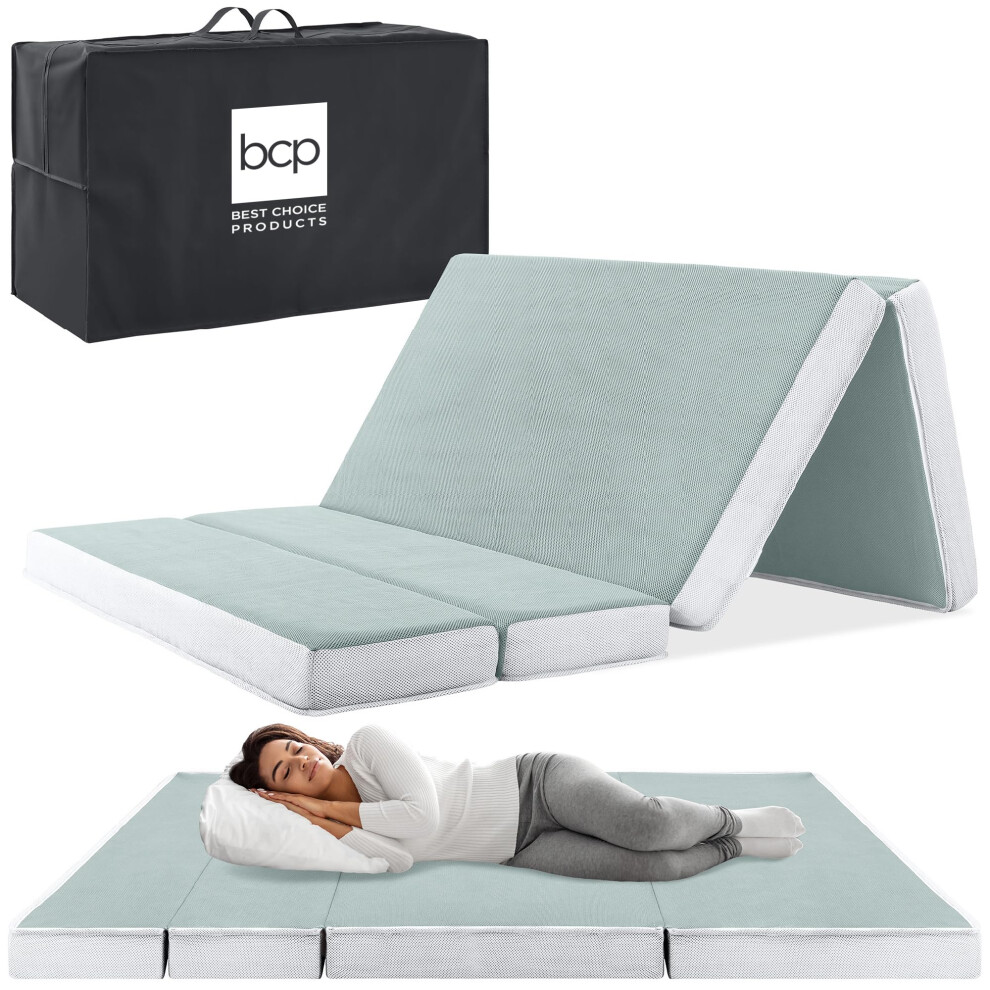 Photos - Inflatable Mattress Best Choice Products 4in Portable Full-Size Mattress Folding Mattress Topper for Camping Guest Toddler Foam Plush w/Carry Ca
