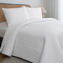 Petrichor White Quilt King Size Size Har?it-L-spalat u?or ?i sub?ire pentru toate anotimpurile Ultra Moale ?i Respirabil Ma?ina Comortara la spal