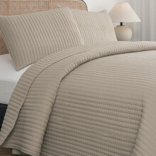 Petrichor Taupe Quilt King Size Bedspread-PRE-Washed Lightweight & sub?ire pentru toate anotimpurile Ultra Soft & Respirabil Machine la spalare 3