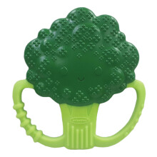 Infantino Lil' Nibbles Textured Silicone Baby Teether  Sensory Exploration and Teething Relief with Easy to Hold Handles  Green Broccoli  0+ Months