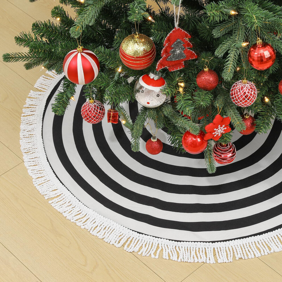 Jupe de sapin de Noël Lewondr 36 pouces Jupe de sapin courte en peluche pour le jour de Noël Grande jupe de sapin de Noël confortable Anneau circ