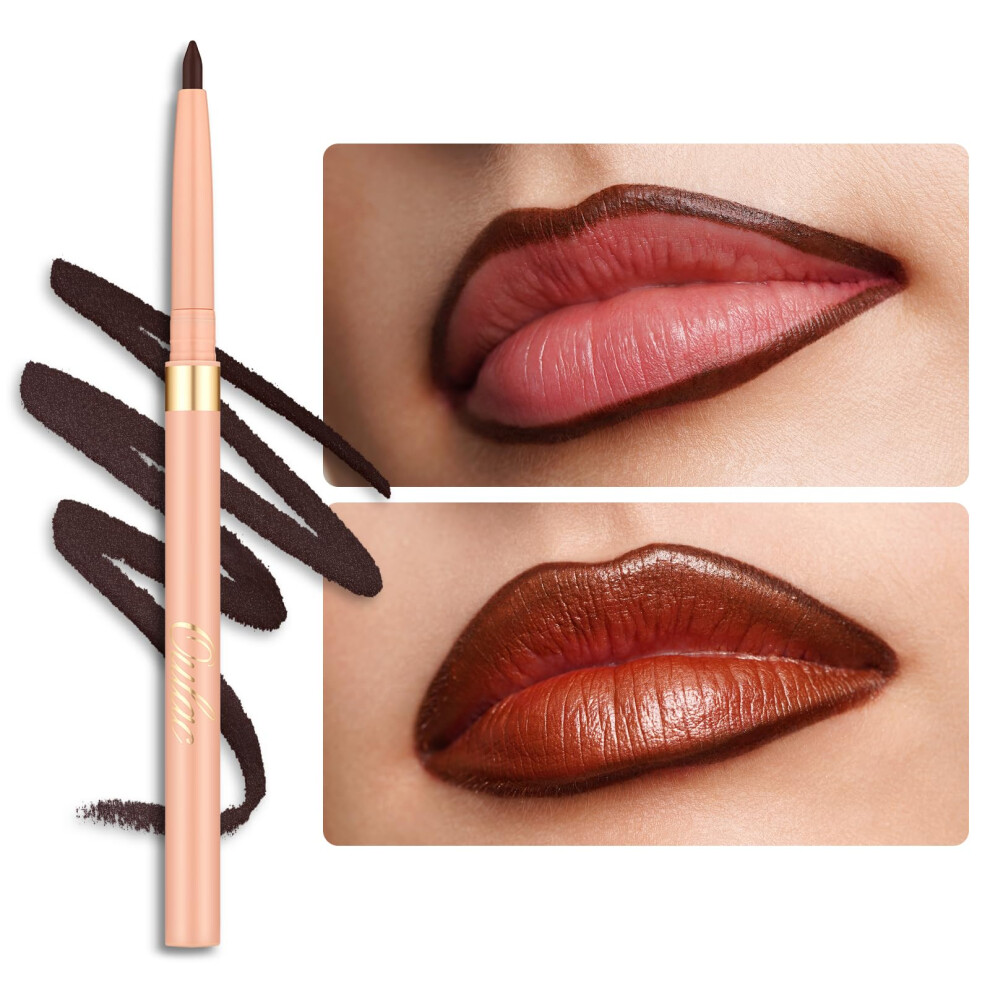 OULAC Matita Labbra Marrone Opaco, Lipliner Impermeabile Dura 12 Ore +, No-Transfer, Altamente Pigmentate, Liscio, per Contornare le Labbra, Vegan (03) Teddy-image