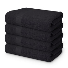 Textila 100% Cotton Extra Large Bath Towels - 30x60 (4-Pack Black) - Highly Absorbent Super Soft and Luxurious for Bathroom Pool Gym SPA and Ho