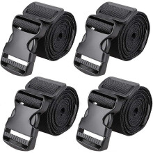 (As show, One size) Pcs Suitcase Belts Adjustable Luggage Straps With Buckle (Black)