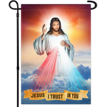 Divine Mercy Garden Flag Sacred Heart of Jesus Flags for Outside 12x18 Inches 3Ply of Fabric Double-Sided Visible Christian Garden Flags Suitable for