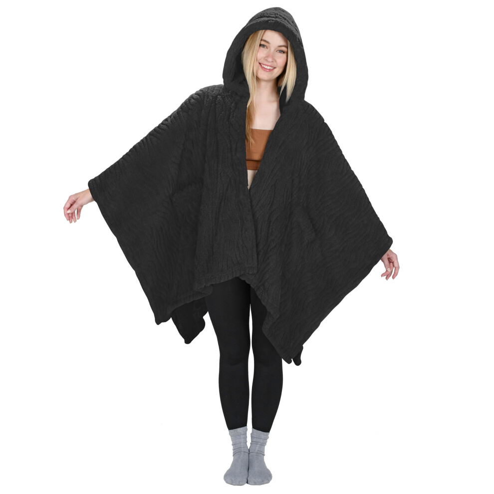 Poncho cape sherpa pour femme Catalonia, manteau douillet     capuche, couverture portable, id   e cadeau pour maman et adolescentes